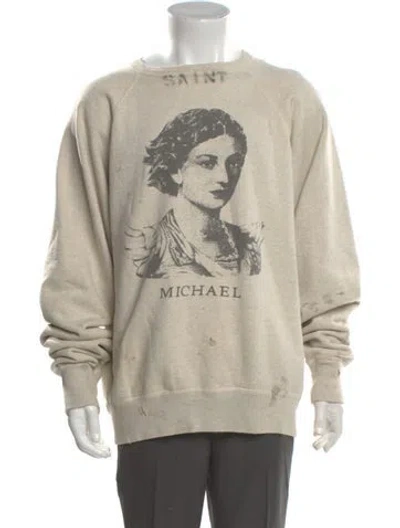 Pre-owned Saint Michael Graphic Print Crew Neck Pullover In Neutral