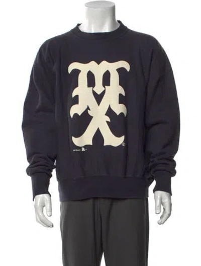 Pre-owned Saint Michael Graphic Print Crew Neck Pullover W/ Tags In Blue