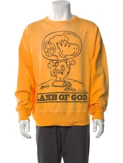 Pre-owned Saint Michael Graphic Print Crew Neck Pullover W/ Tags In Yellow