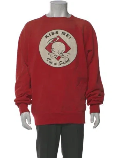 Pre-owned Saint Michael Graphic Print Crew Neck Sweatshirt In Red