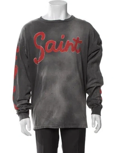 Pre-owned Saint Michael Graphic Print Crew Neck T-shirt In Gray
