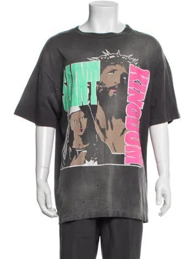 Pre-owned Saint Michael Graphic Print Crew Neck T-shirt In Grey