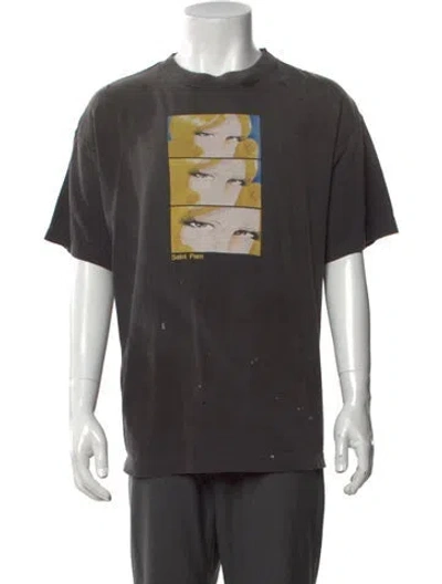 Pre-owned Saint Michael Graphic Print Crew Neck T-shirt W/ Tags In Black