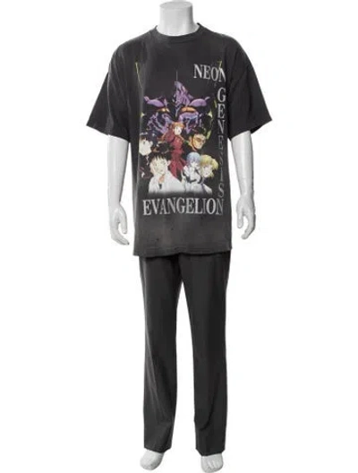 Pre-owned Saint Michael Graphic Print Crew Neck T-shirt W/ Tags In Black