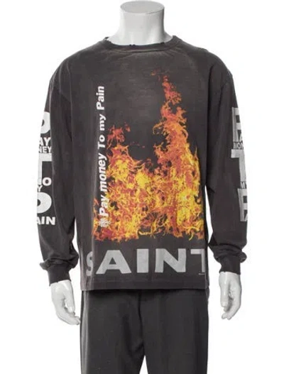 Pre-owned Saint Michael Graphic Print Crew Neck T-shirt W/ Tags In Gray