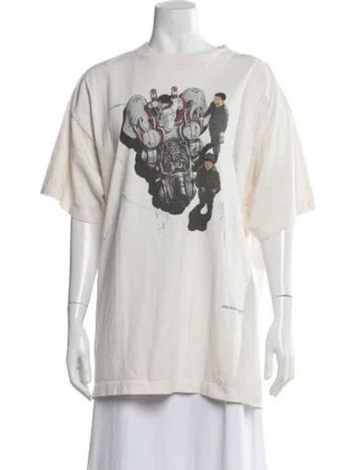 Pre-owned Saint Michael Graphic Print Crew Neck T-shirt W/ Tags In White