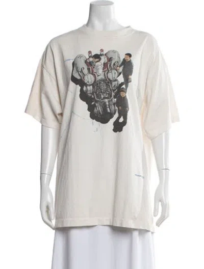Pre-owned Saint Michael Graphic Print Crew Neck T-shirt W/ Tags In White