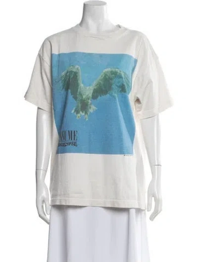 Pre-owned Saint Michael Graphic Print Crew Neck T-shirt W/ Tags In White