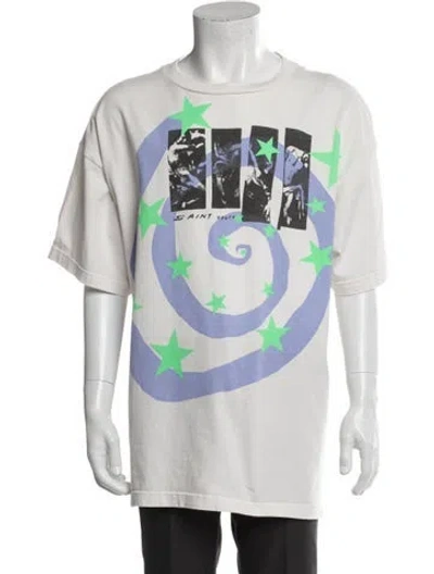 Pre-owned Saint Michael Graphic Print Crew Neck T-shirt In White
