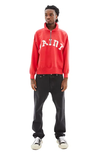 Saint Michael Half-zip Saint Logo Sweatshirt In Red | ModeSens