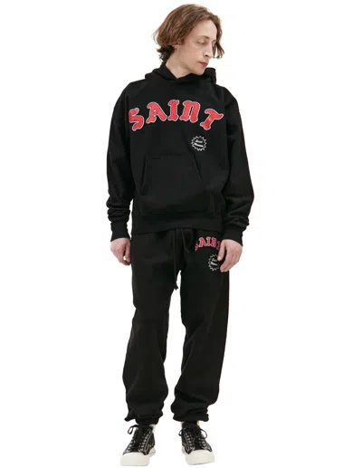 Saint Michael Logo Printed Hoodie In Black