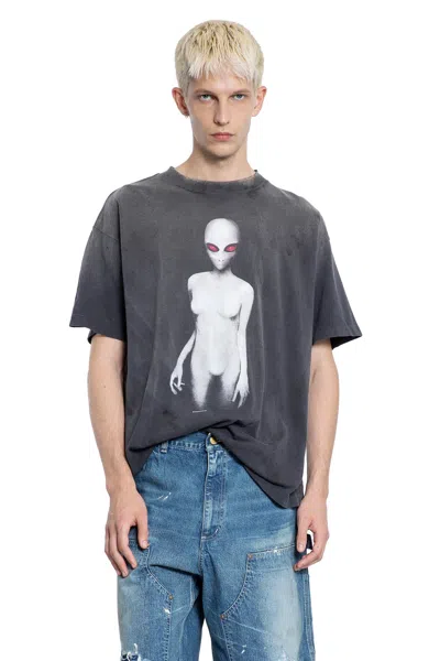 Saint Michael Man Black T-shirts & Tank Tops In Gray