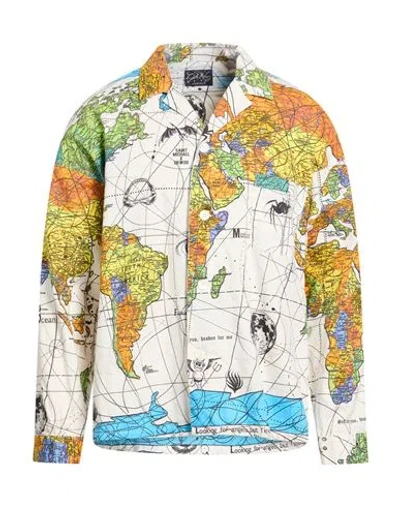 Saint Michael Man Shirt White Size S Cotton, Silk In Animal Print