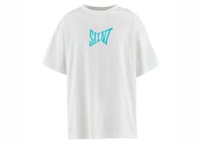Pre-owned Saint Michael Men's  Ribon Saint T-shirt In White/blue