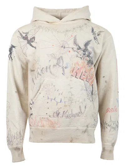 Pre-owned Saint Michael Men's  X Dr Woo Graffiti Hoodie In Beige