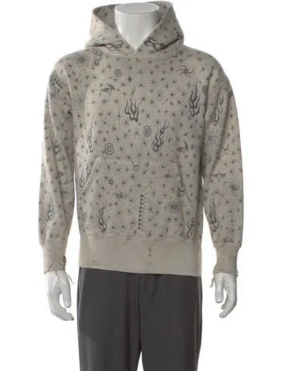 Pre-owned Saint Michael Printed Crew Neck Hoodie W/ Tags In Neutral