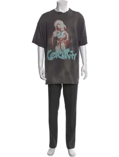 Pre-owned Saint Michael Printed Crew Neck T-shirt In Gray