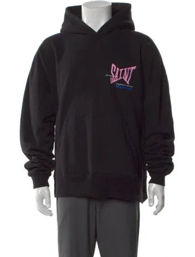 Pre-owned Saint Michael Smokers Fantasy Graphic Print Hoodie In Black