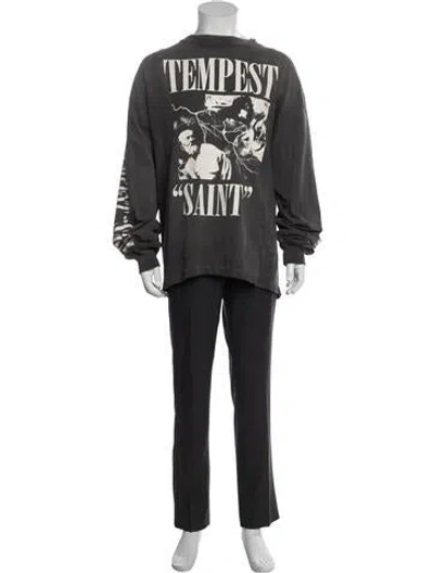 Pre-owned Saint Michael Tempest Graphic Print T-shirt In Grey