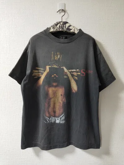 Pre-owned Saint Michael We Live In Hell Tee In Washed Black