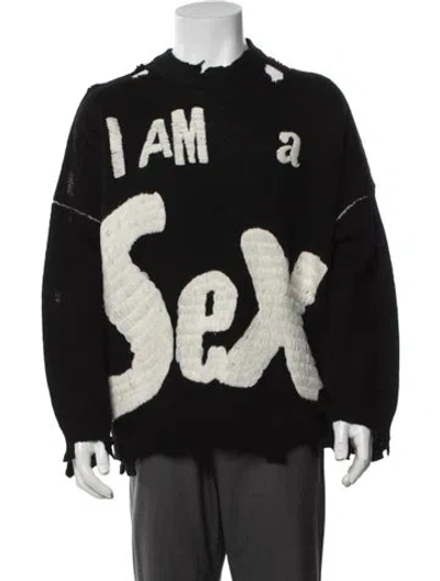 Pre-owned Saint Michael Wool Graphic Print Pullover W/ Tags In Black