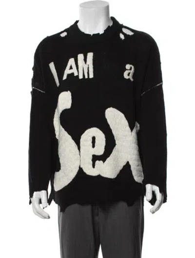 Pre-owned Saint Michael Wool Graphic Print Pullover W/ Tags In Black