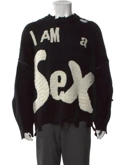 Pre-owned Saint Michael Wool Graphic Print Pullover W/ Tags In Black