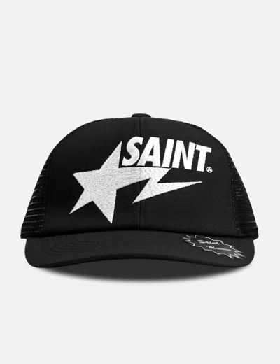 Saint Michael X A Bathing Ape Mesh Cap In Black