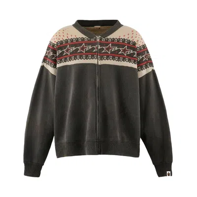 Pre-owned Saint Michael X Bape Zip Cardigan 'charcoal' | Grey | Men's Size L In Gray