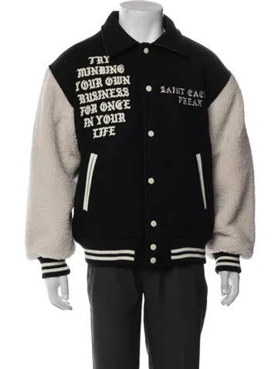Pre-owned Saint Michael X Cactus Plant Flea Market Wool Varsity Jacket W/ Tags In Black
