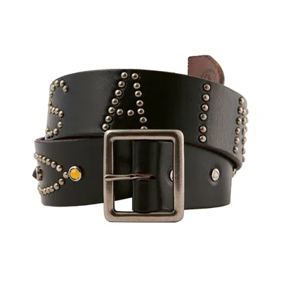 Pre-owned Saint Michael X Htc Rainbow Stone Belt 'black' | Men's Size 32