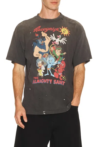 Saint Mxxxxxx Paint-splattered Printed Cotton-jersey T-shirt In Gray
