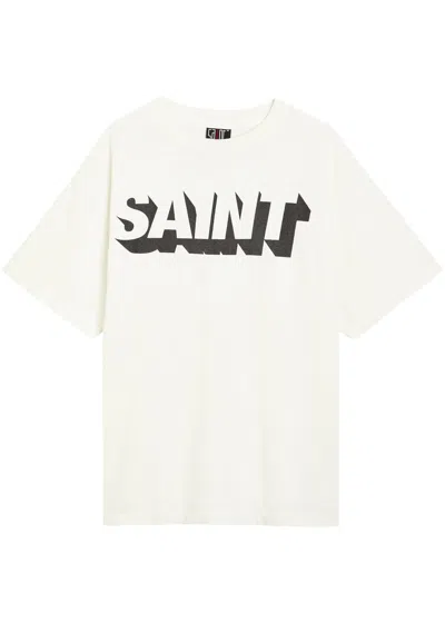 Saint Mxxxxxx Alpha Logo-print Cotton-jersey T-shirt In White