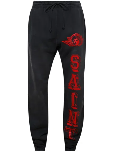 Saint Mxxxxxx Angel Cotton Track Pants In Black
