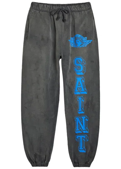 Saint Mxxxxxx Angel Of Death Printed Cotton Sweatpants In Black