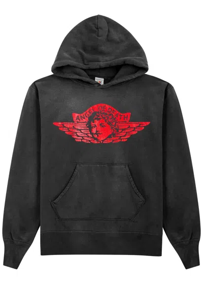 Saint Mxxxxxx Angel Of Death Printed Hooded Cotton Sweatshirt In Black