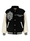 Saint Mxxxxxx Ens Black Logo-embroidered Loose-fit Wool-blend Bomber Jacket In Black