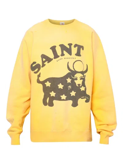 Saint Mxxxxxx Bull Star Sweatshirt In Yellow