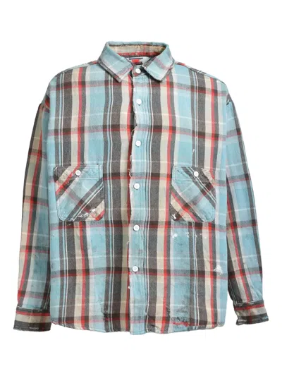 Saint Mxxxxxx Check-print Shirt In Blue