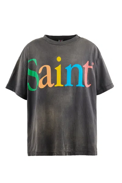 Saint Mxxxxxx Colorful Saint Short Sleeve T-shirt In Black