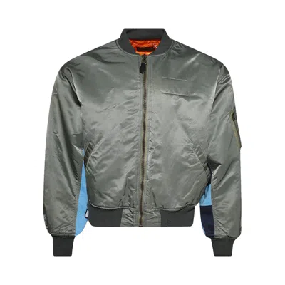 Pre-owned Saint Mxxxxxx Contrasting Sleeves Bomber Jacket 'khaki' | Tan | Men's Size L