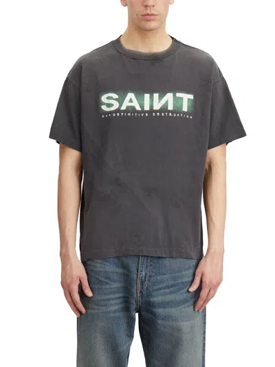 Saint Mxxxxxx Cotton Logo T-shirt In Gray