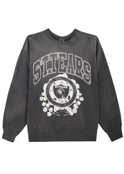 Saint Mxxxxxx Denim Tears Printed Cotton Sweatshirt In Black