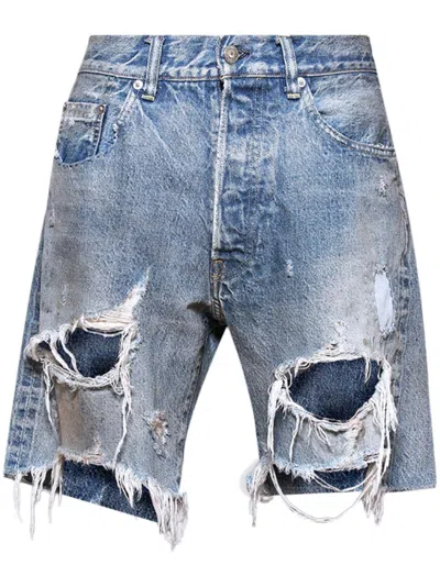 Saint Mxxxxxx Distressed-effect Denim Shorts In Blue