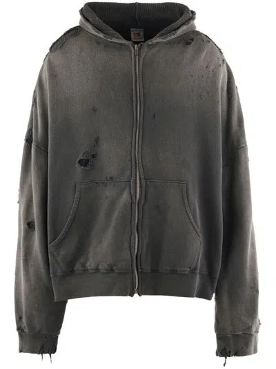 Saint Mxxxxxx Distressed Hoodie In 黑色