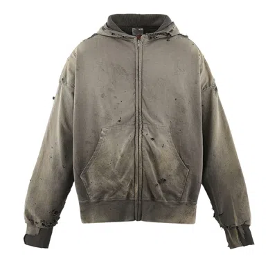 Pre-owned Saint Mxxxxxx Double Face Zip Hoodie 'charcoal' | Grey | Men's Size L In Gray