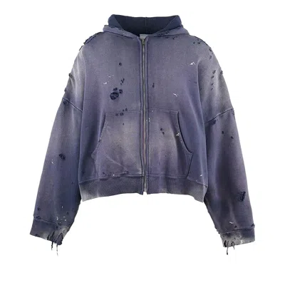 Pre-owned Saint Mxxxxxx Double Face Zip Up Hoodie 'navy' | Blue | Men's Size M