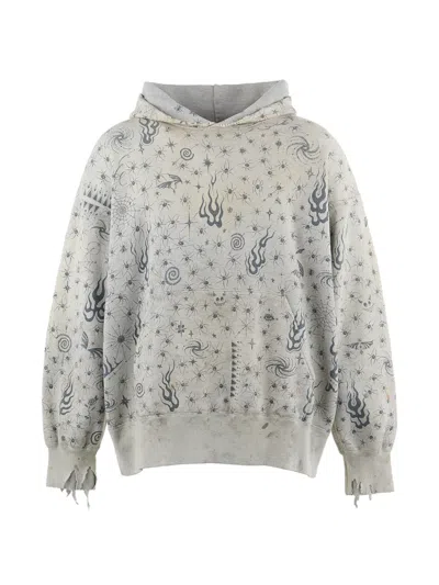Saint Mxxxxxx Dr. Woo Distressed Printed Cotton-jersey Sweatshirt In Gray