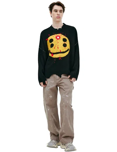 Saint Mxxxxxx Embroidered Knit Sweater In Black