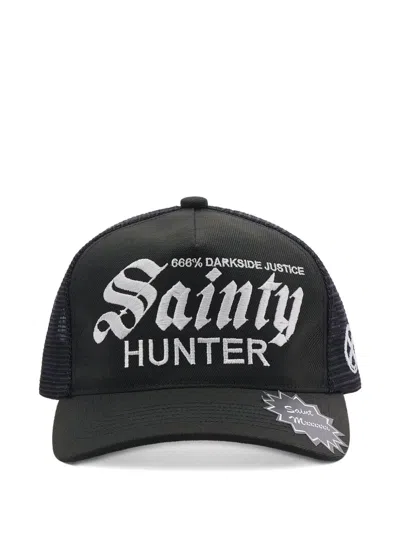 Saint Mxxxxxx Embroidered Mesh Cap In Black